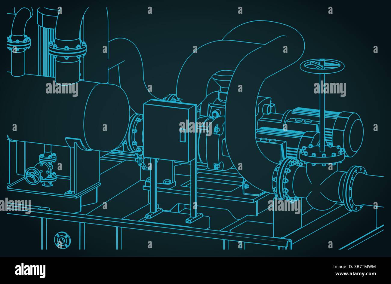 Illustration vectorielle stylisée des patins de pompe pour tout fluide Illustration de Vecteur
