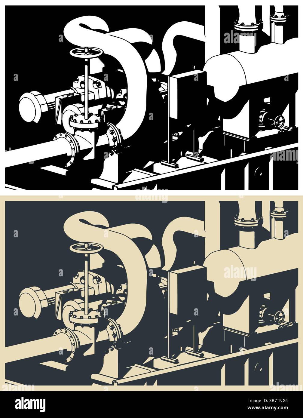 Illustrations vectorielles stylisées de patins de pompe pour tout fluide Illustration de Vecteur