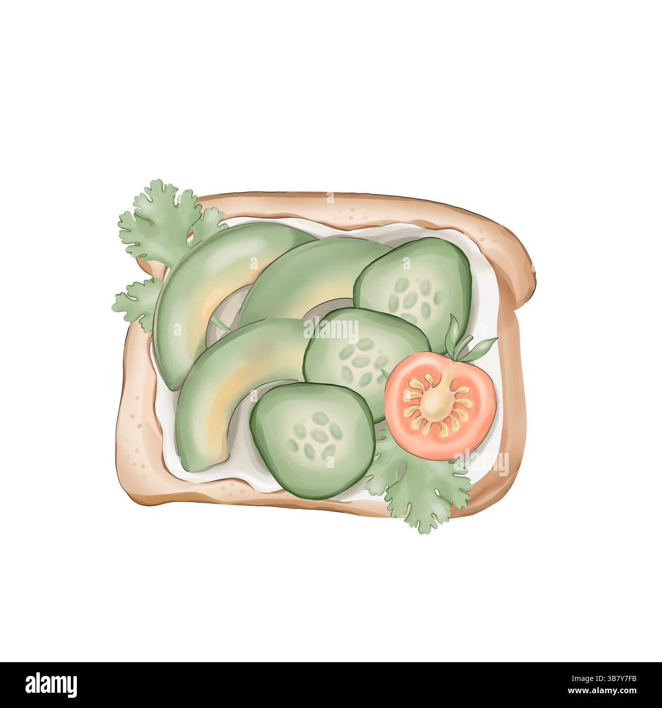 Illustration de nourriture avec pain grillé Banque D'Images