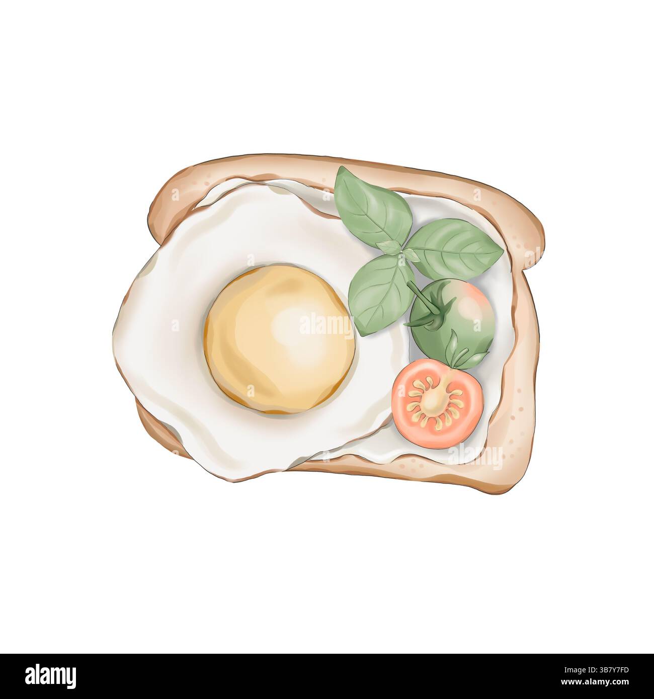 Illustration de nourriture avec pain grillé Banque D'Images