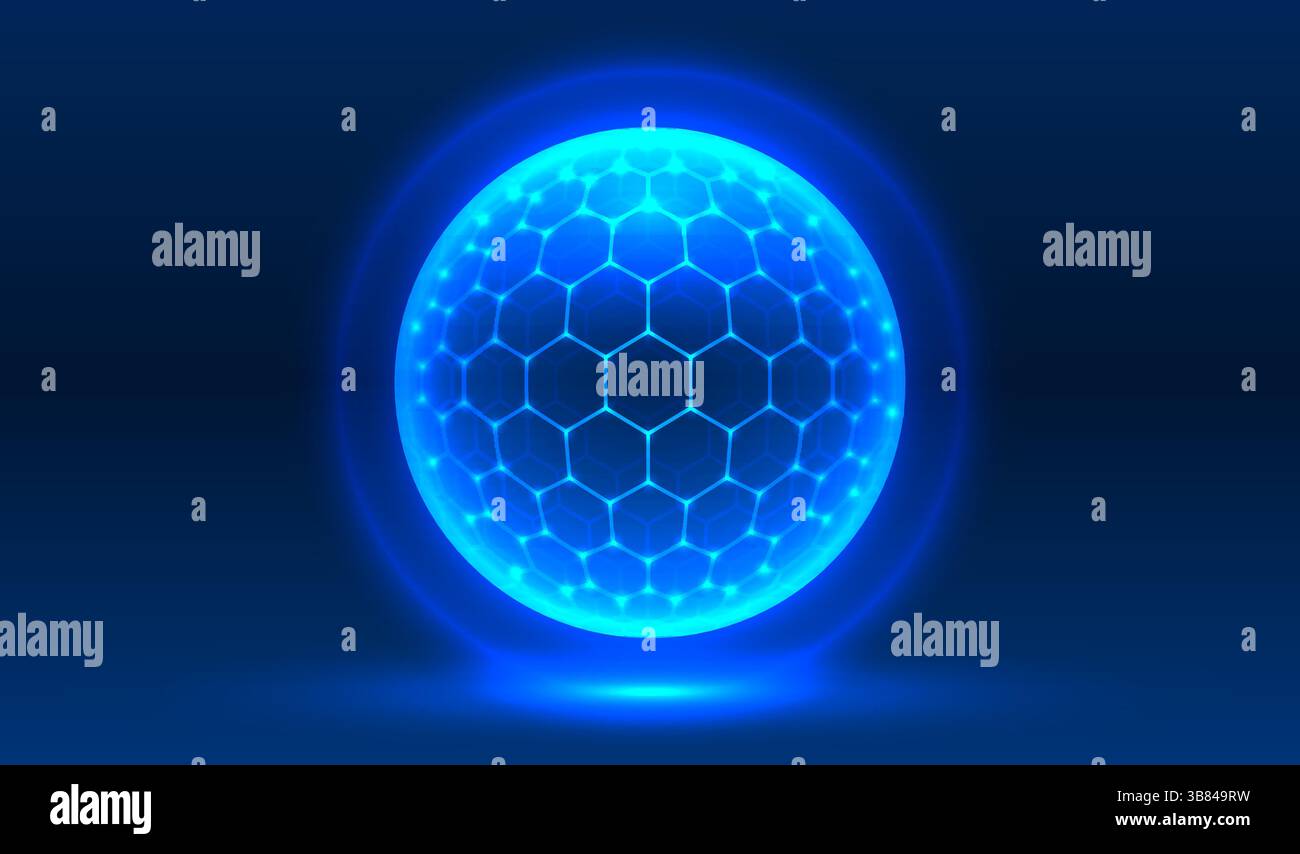 Bouclier de sphère avec hexagone, boule cyber Protect. Vecteur Illustration de Vecteur