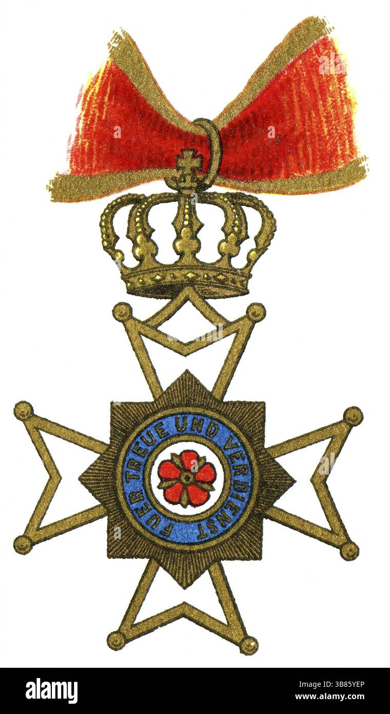 Croix d'honneur de Lippe, (Lippe, 1869). Publication du livre Meyers Konversations-Lexikon, volume 7, Leipzig, Allemagne, 1910, Europe Banque D'Images