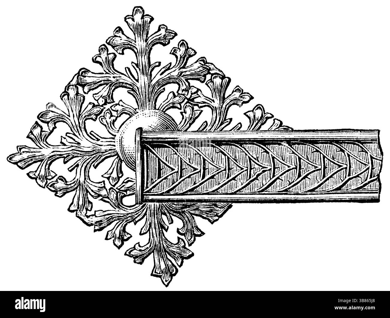 Poignée de porte, Allemagne, XVe siècle. Publication du livre Meyers Konversations-Lexikon, volume 7, Leipzig, 1910, Europe Banque D'Images