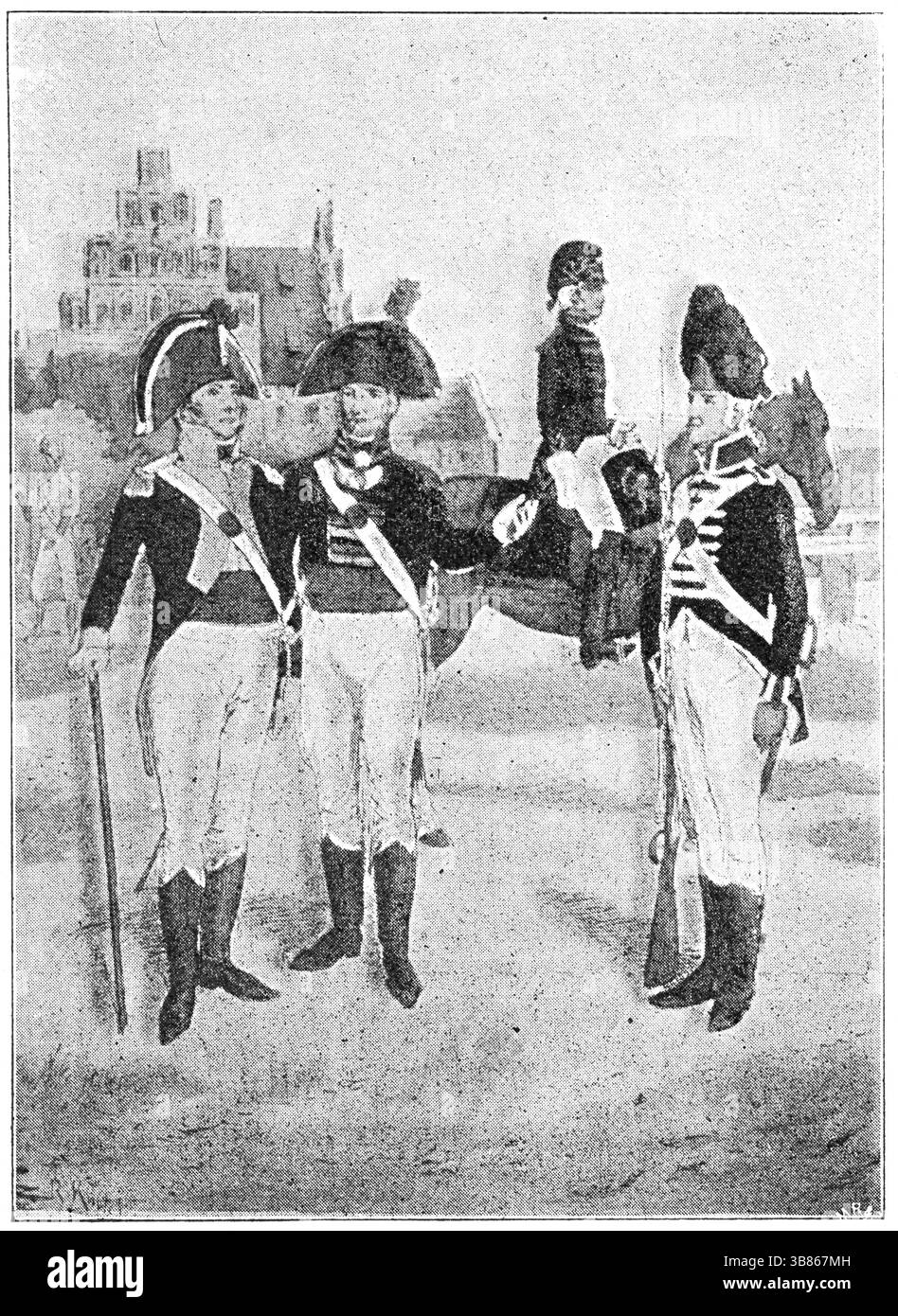 Troupes hanovriennes (1802) . Illustration du XIXe siècle. Allemagne. Fond blanc Banque D'Images