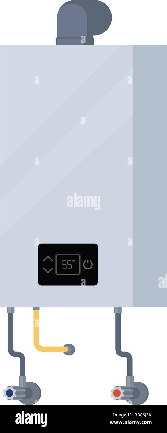 Chaudière moderne pour la production d'eau chaude sanitaire, concept de système de chauffage, isolé Illustration de Vecteur