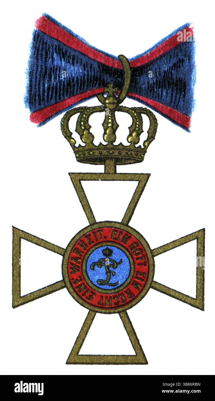 L'ordre de la Chambre et du mérite du duc Peter Frederick Louis, (Oldenburg, 1838) . Publication du livre Meyers Konversations-Lexikon, volume 7, Leipzig, Banque D'Images