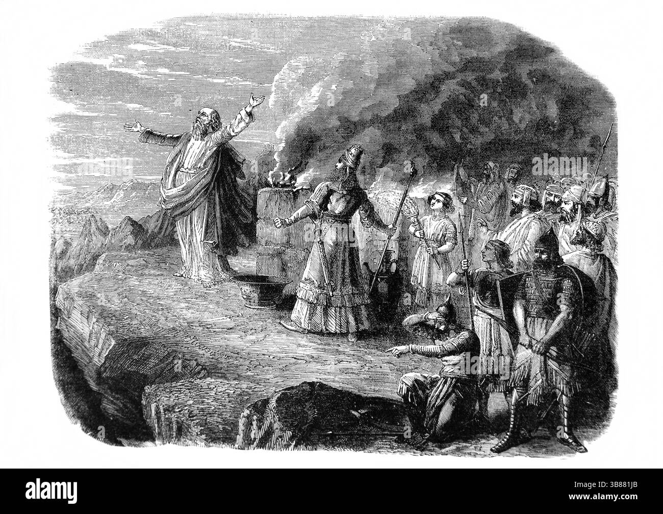 Illustration du sacrifice de Balak - Balak et les Princes (nombres) Balaam va à Balaak qui est debout par son holocauste d'un taureau et d'un bélier wi Banque D'Images Illustration du sacrifice de Balak - Balak et les Princes (nombres) Balaam va à Balaak qui est debout par son holocauste d'un taureau et d'un bélier wi Banque D'Images