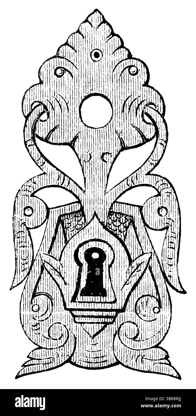 Sangle sur le trou de serrure, Allemagne, XVIe siècle. Publication du livre Meyers Konversations-Lexikon, volume 7, Leipzig, 1910, Europe Banque D'Images
