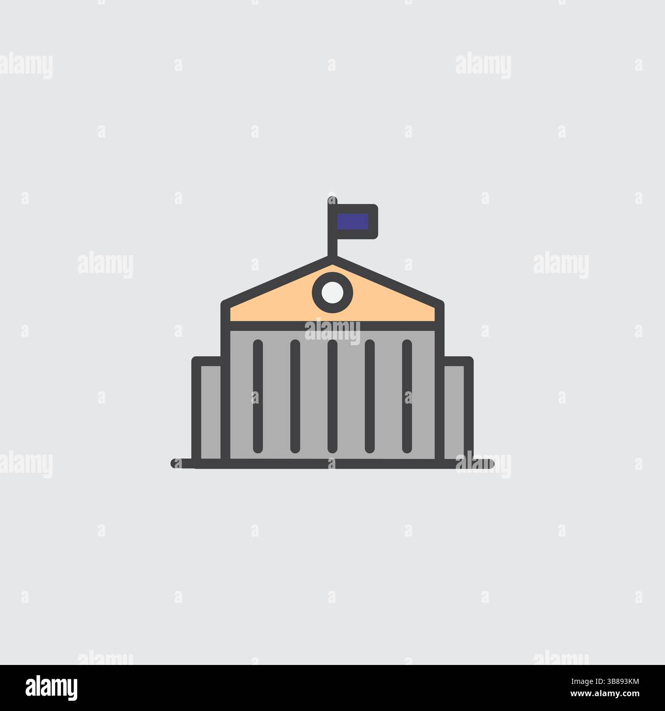 Icône vectorielle colorée d'un bâtiment gouvernemental avec drapeau politique, autorité et symbole d'institution Illustration de Vecteur