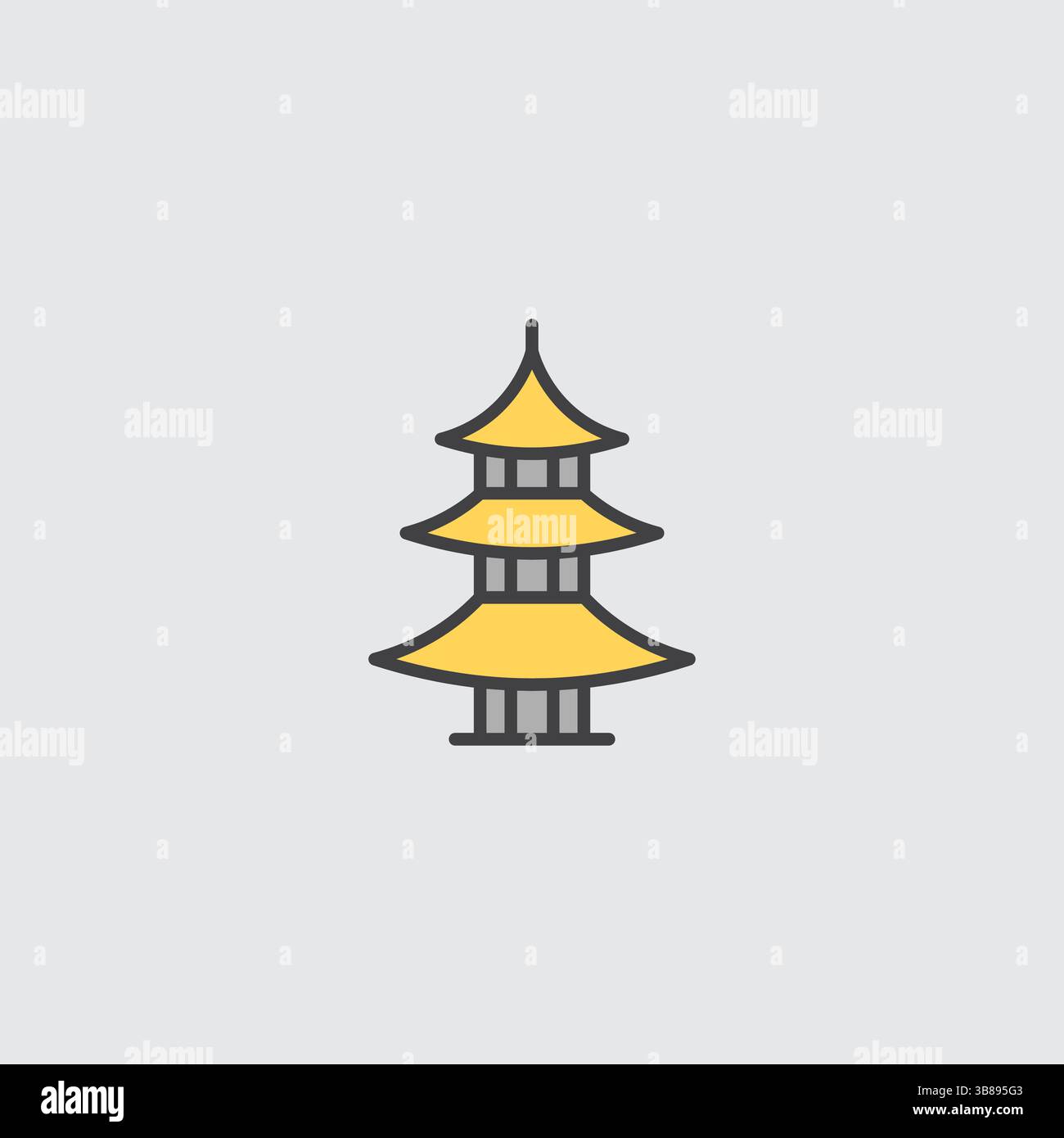 Icône vectorielle colorée d'une architecture asiatique de pagode, temple et symbole de culture Illustration de Vecteur