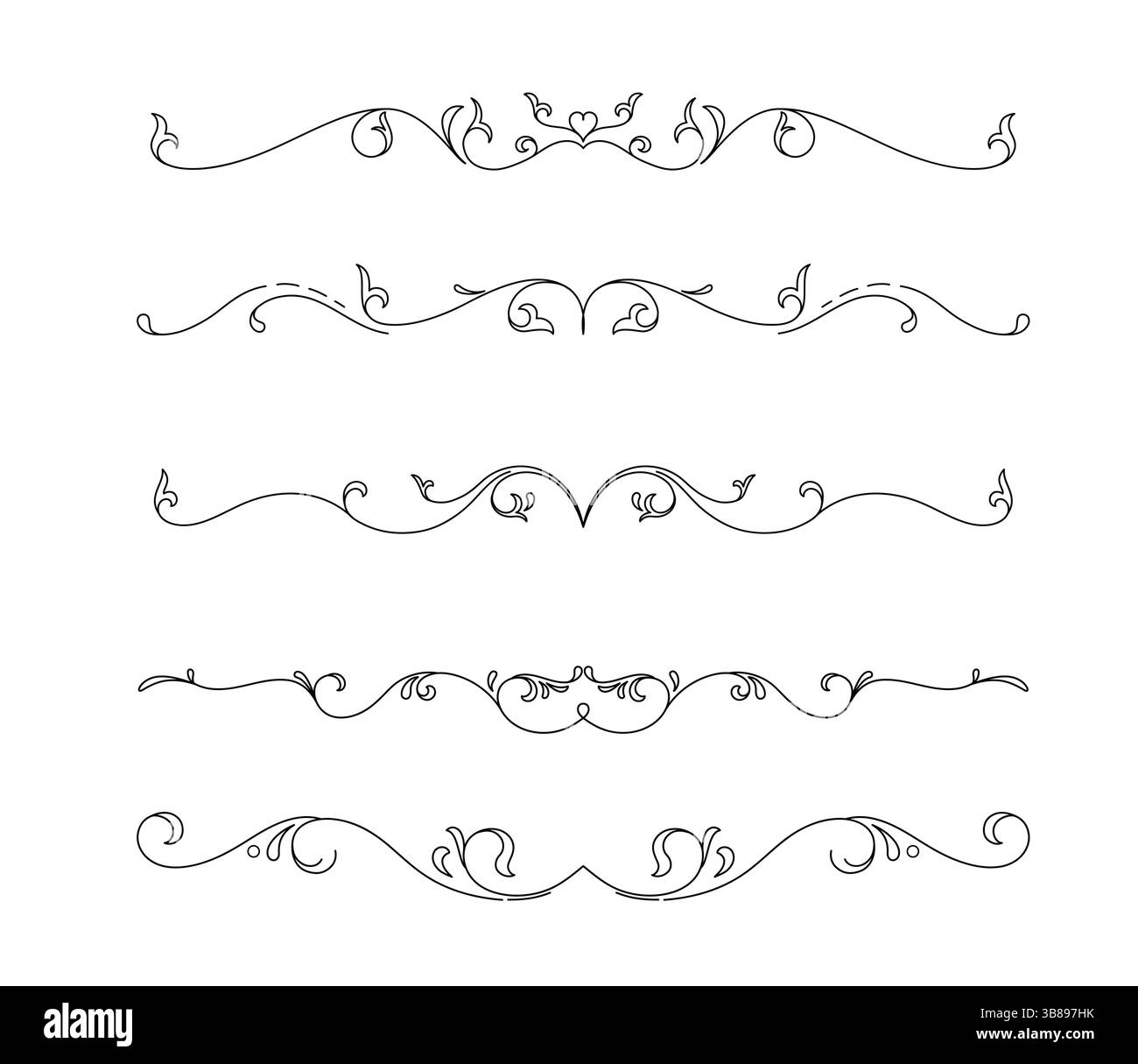 Séparateurs manuscrits beaux et décoratifs pour tous vos projets créatifs et artistiques Illustration de Vecteur