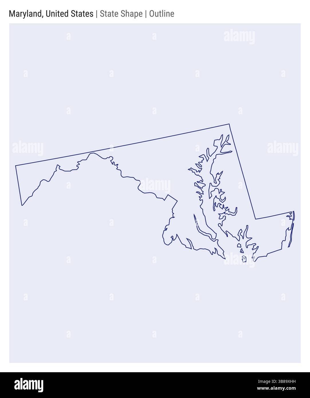 Maryland, États-Unis. Carte vectorielle simple. Forme d'état. Style de contour. Frontière du Maryland. Illustration vectorielle. Illustration de Vecteur