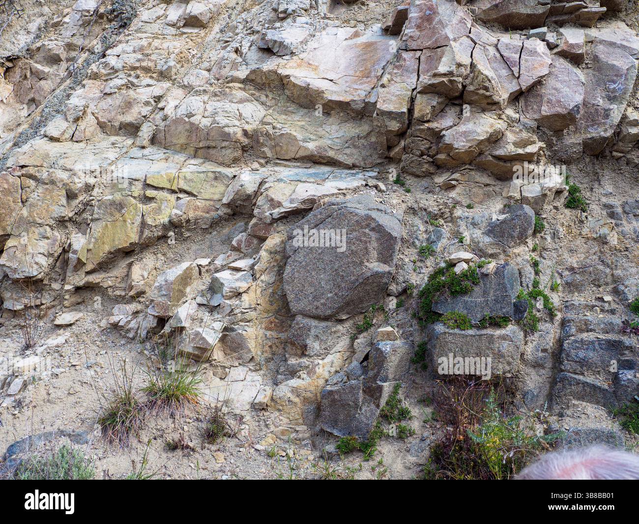 Géosite 46, roches cumulées du niveau supérieur de la chambre magmatique, géoparc Troodos, Chypre Banque D'Images