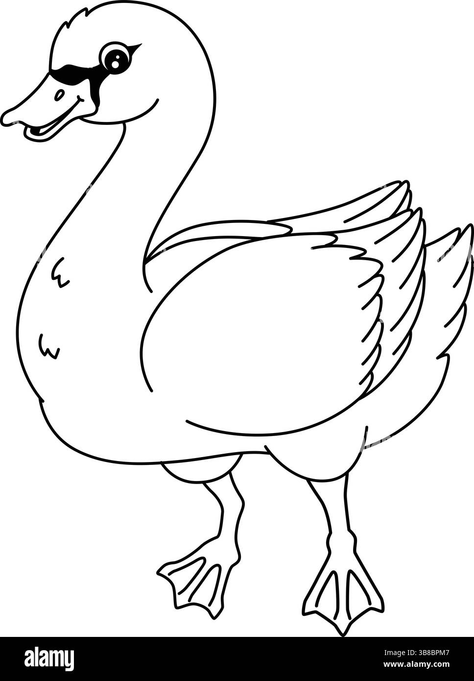 Bird White Swan page de coloration isolée pour les enfants Illustration de Vecteur