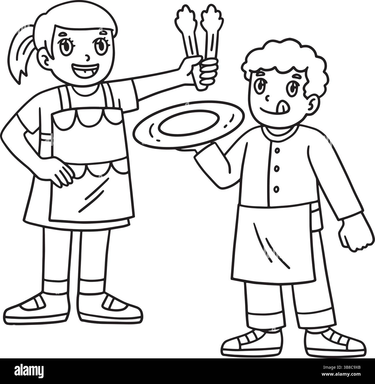 Page de coloration isolée pour enfants BBQ et grillades Illustration de Vecteur