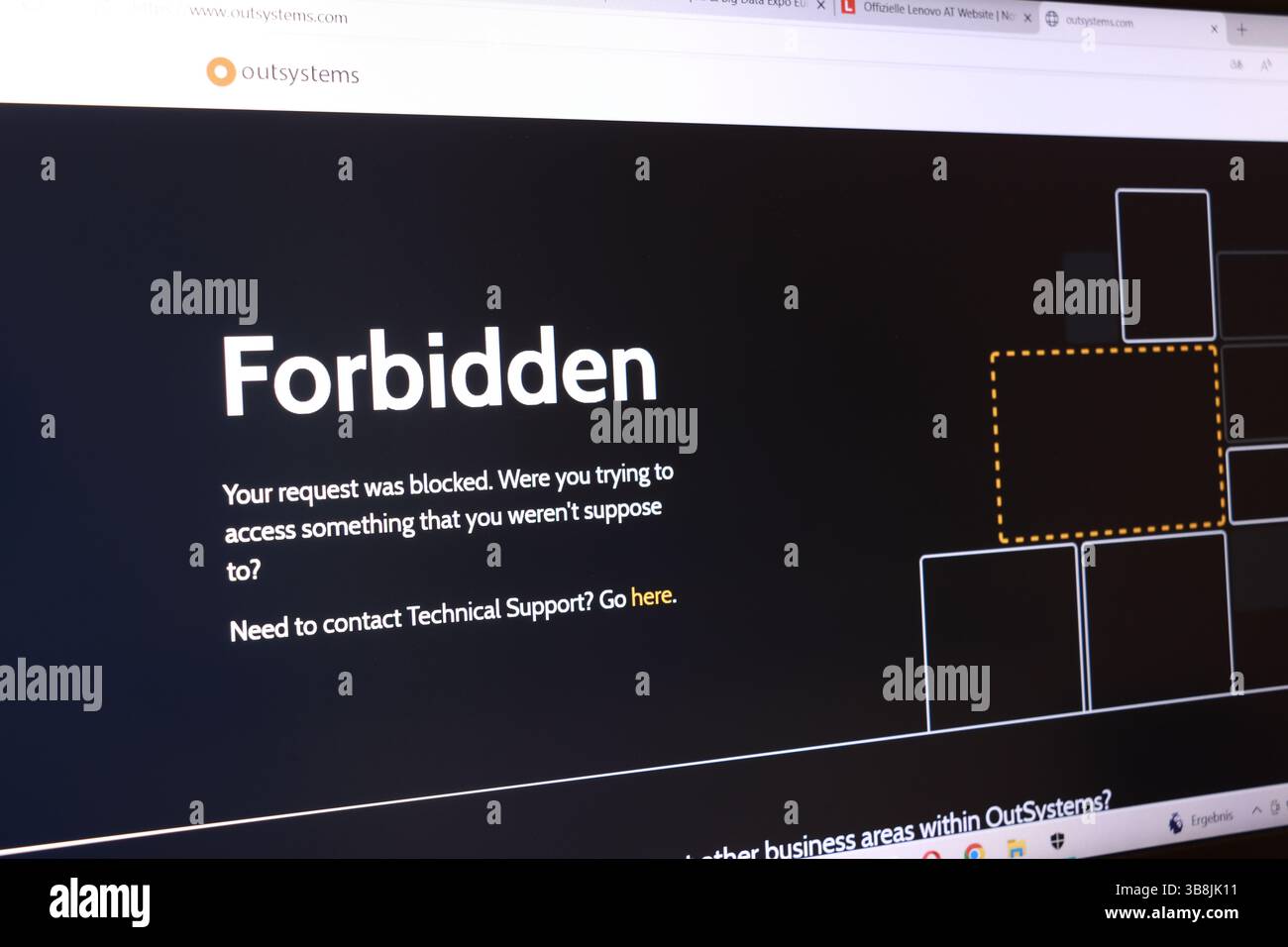 Message d'accès au site Web refusé sur la plate-forme des systèmes externes avec avis d'erreur. Banque D'Images