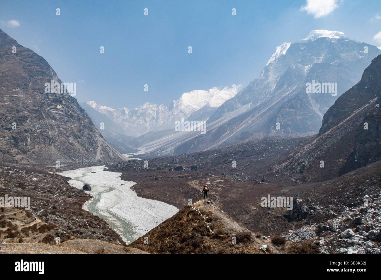 Vue de Langshisha Ri lors de la randonnée à Langshisha Kharka, Langtang National Park, Kyanjin Gompa, Népal Banque D'Images