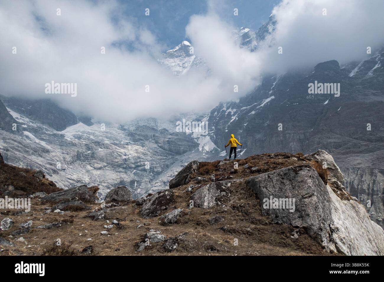 Trekking au camp de base de Langtang Lirung, Kyanjin Gompa, Népal Banque D'Images