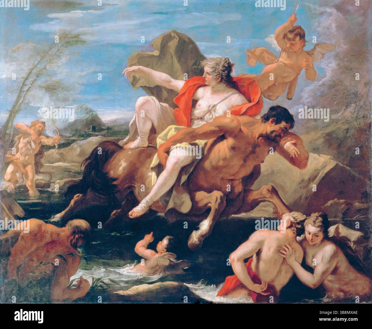 Nessus enlève Deianira, peinture à l'huile sur toile de Sebastiano Ricci, vers 1700 Banque D'Images