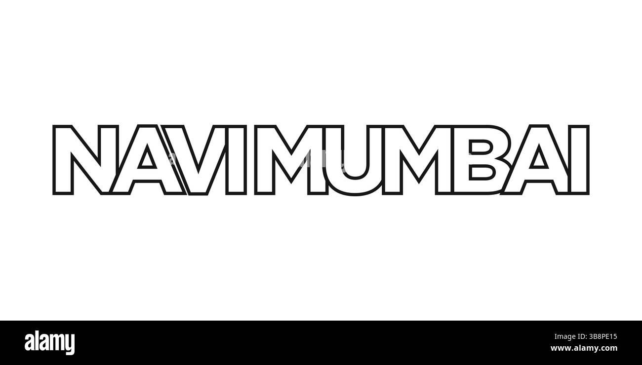 Navi Mumbai dans l'emblème de l'Inde pour l'impression et le web. La conception présente un style géométrique, illustration vectorielle avec une typographie audacieuse dans une police moderne. Graphiques s Illustration de Vecteur