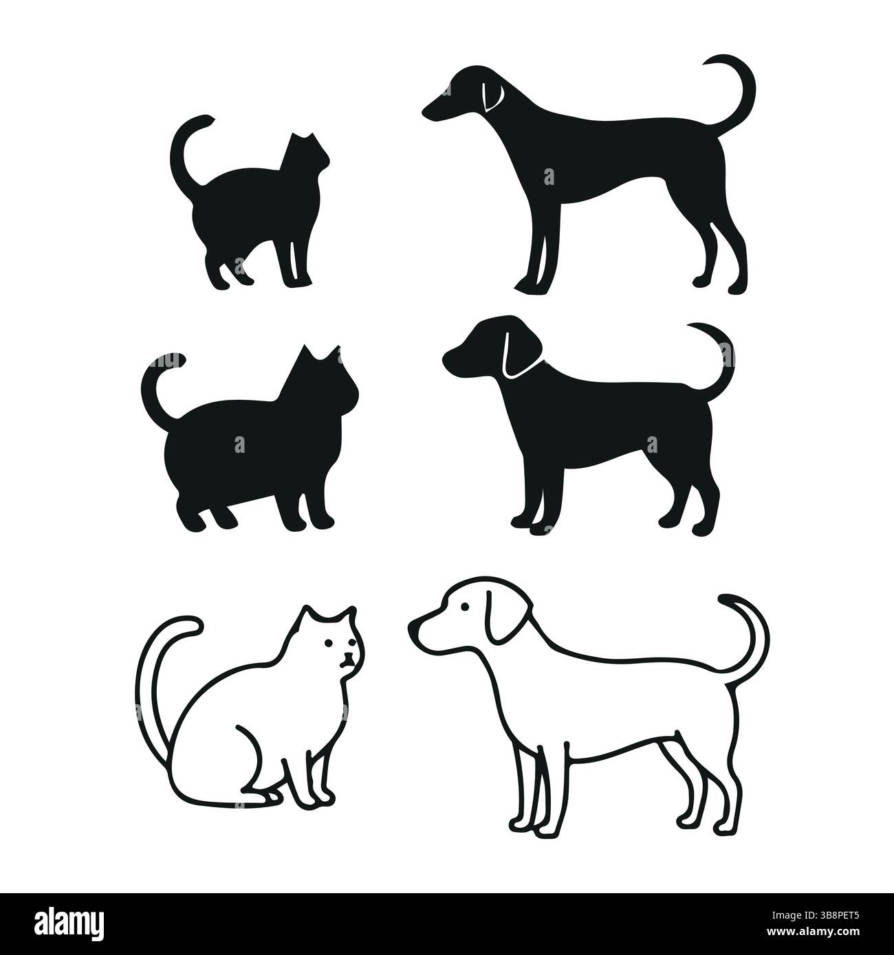 Logo de chat et de chien, ensemble de logo de chat et de chien. Collection de chat et logo de chien , fond blanc Illustration de Vecteur
