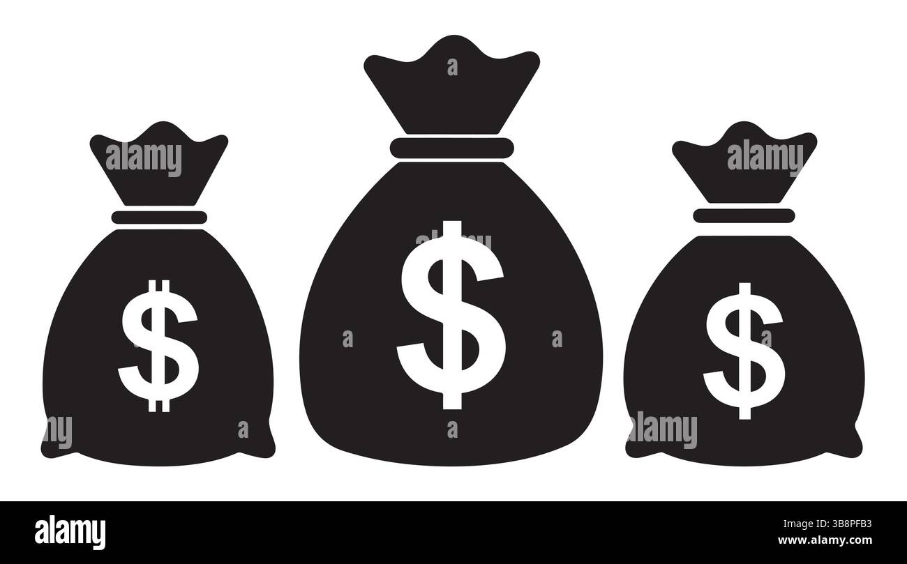 Icônes de sac d'argent , Dollar Sign Cash Symbol Vector Set pour les finances et la banque Illustration de Vecteur
