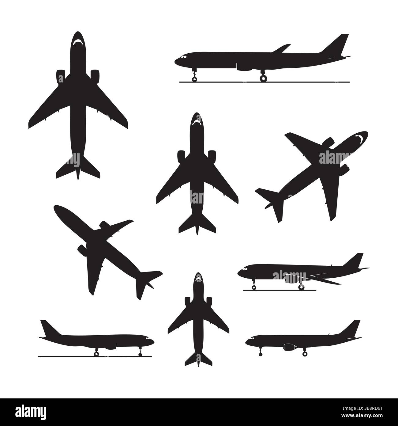 Ensemble de silhouette plane sur fond blanc Illustration de Vecteur