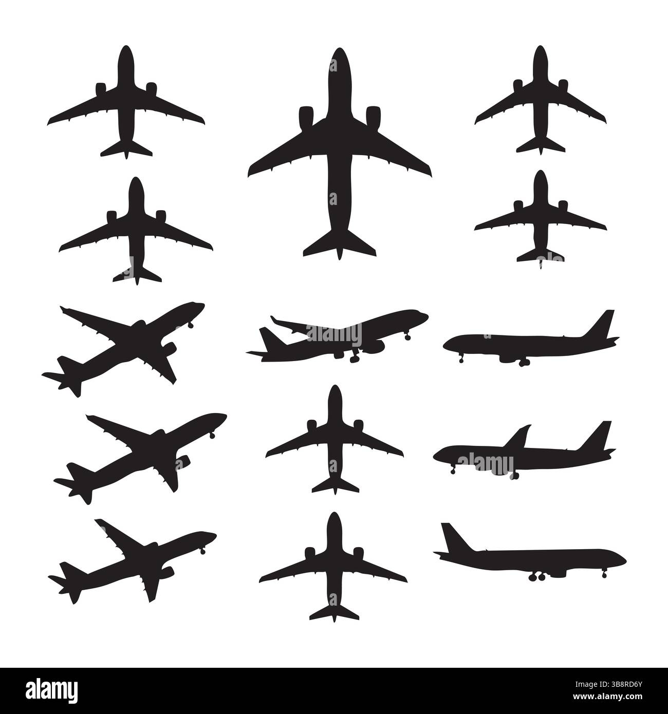 Ensemble de silhouette plane sur fond blanc Illustration de Vecteur