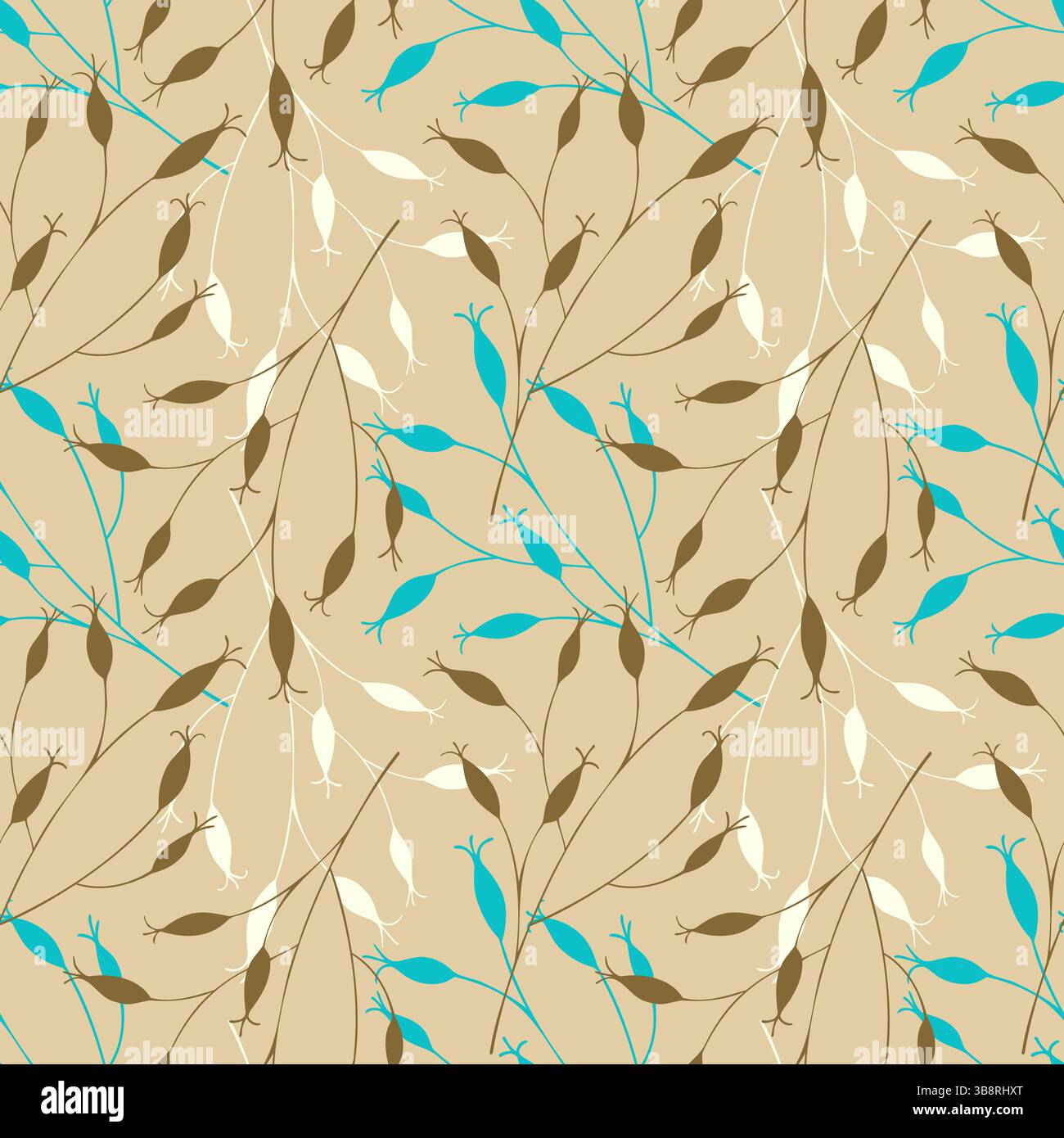 Motif branches de Rosehip avec des fruits, fond brun crème. Silhouettes de rose musquée fruits bleus et bruns, récolte, source de vitamine C. illustration vectorielle Illustration de Vecteur