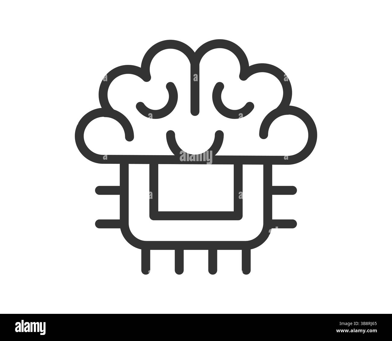 Illustration vectorielle minimaliste d'un cerveau avec une puce, symbolisant l'intelligence artificielle, la technologie, l'innovation et l'apprentissage automatique. Parfait pour Illustration de Vecteur