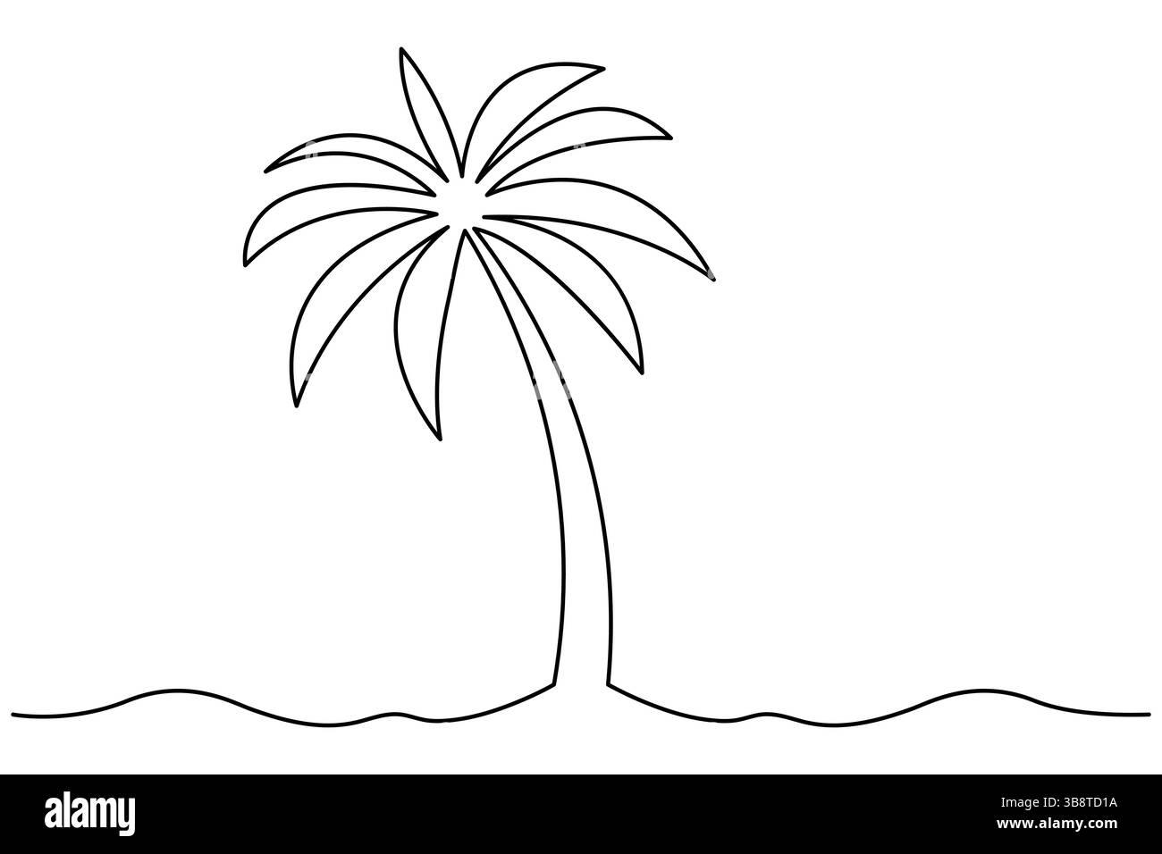 Palmier dessin d'art continu à une ligne de l'illustration vectorielle de contour isolé Illustration de Vecteur