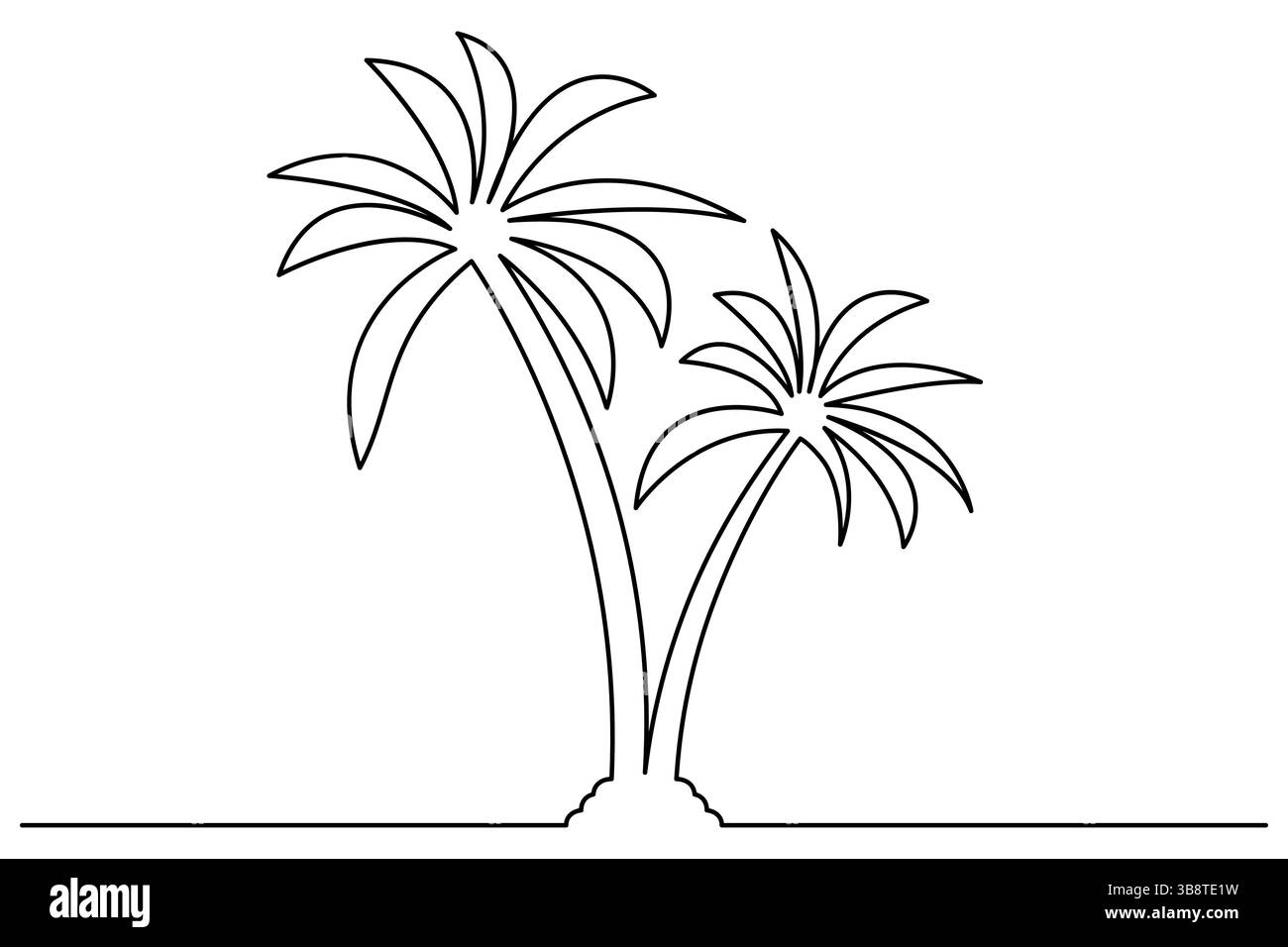 Palmier dessin d'art continu à une ligne de l'illustration vectorielle de contour isolé Illustration de Vecteur