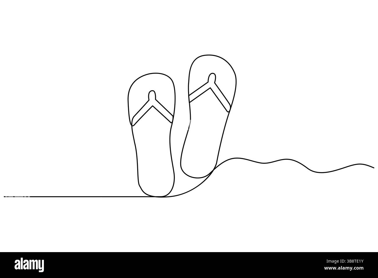 Pantoufles d'été en continu un dessin de ligne et sandales de pied flip flop illustration vectorielle de contour Illustration de Vecteur