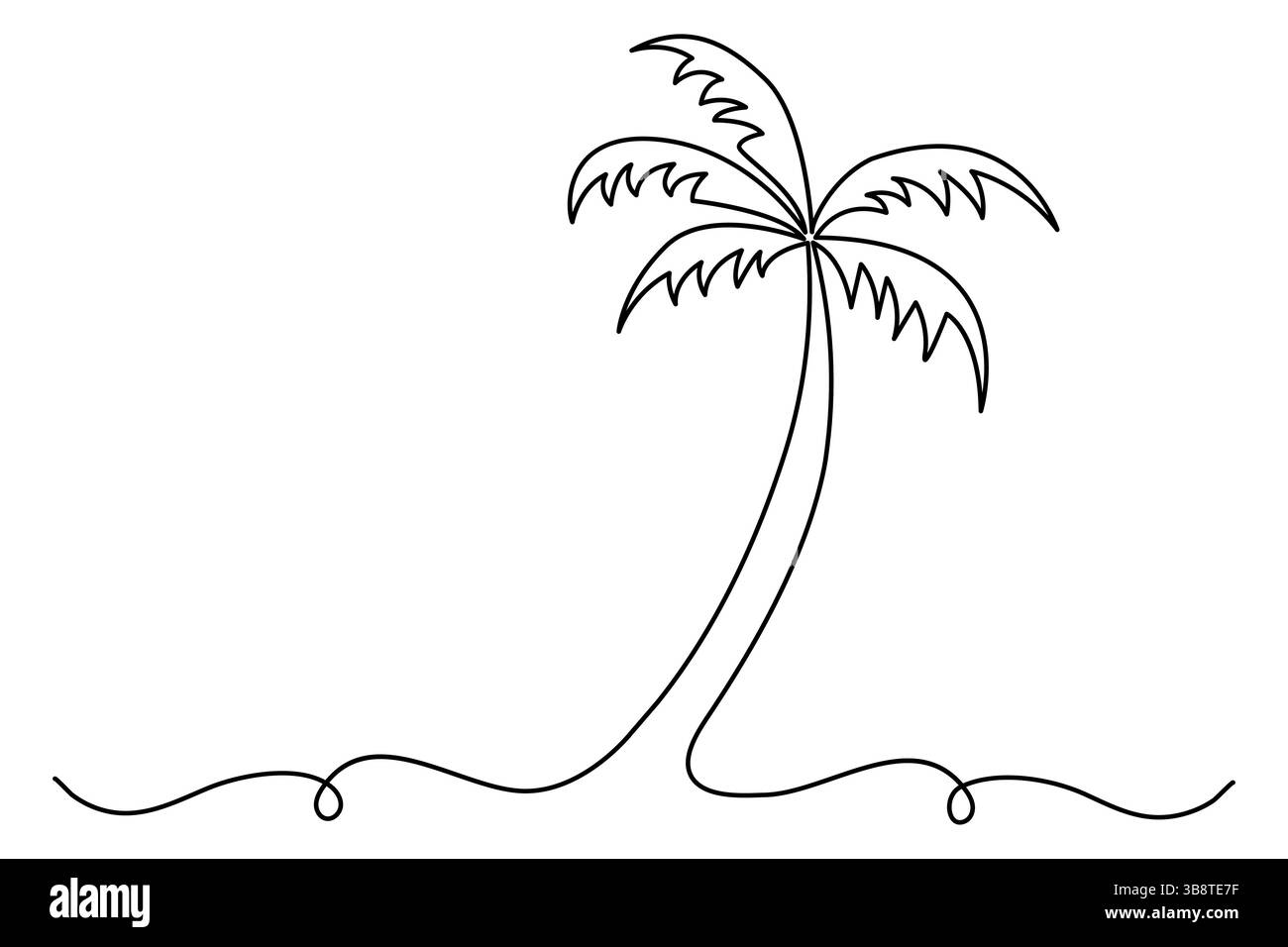 Palmier dessin d'art continu à une ligne de l'illustration vectorielle de contour isolé Illustration de Vecteur