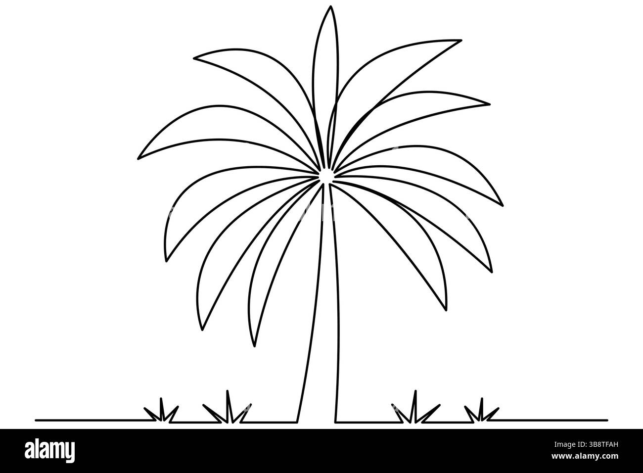 Palmier dessin d'art continu à une ligne de l'illustration vectorielle de contour isolé Illustration de Vecteur