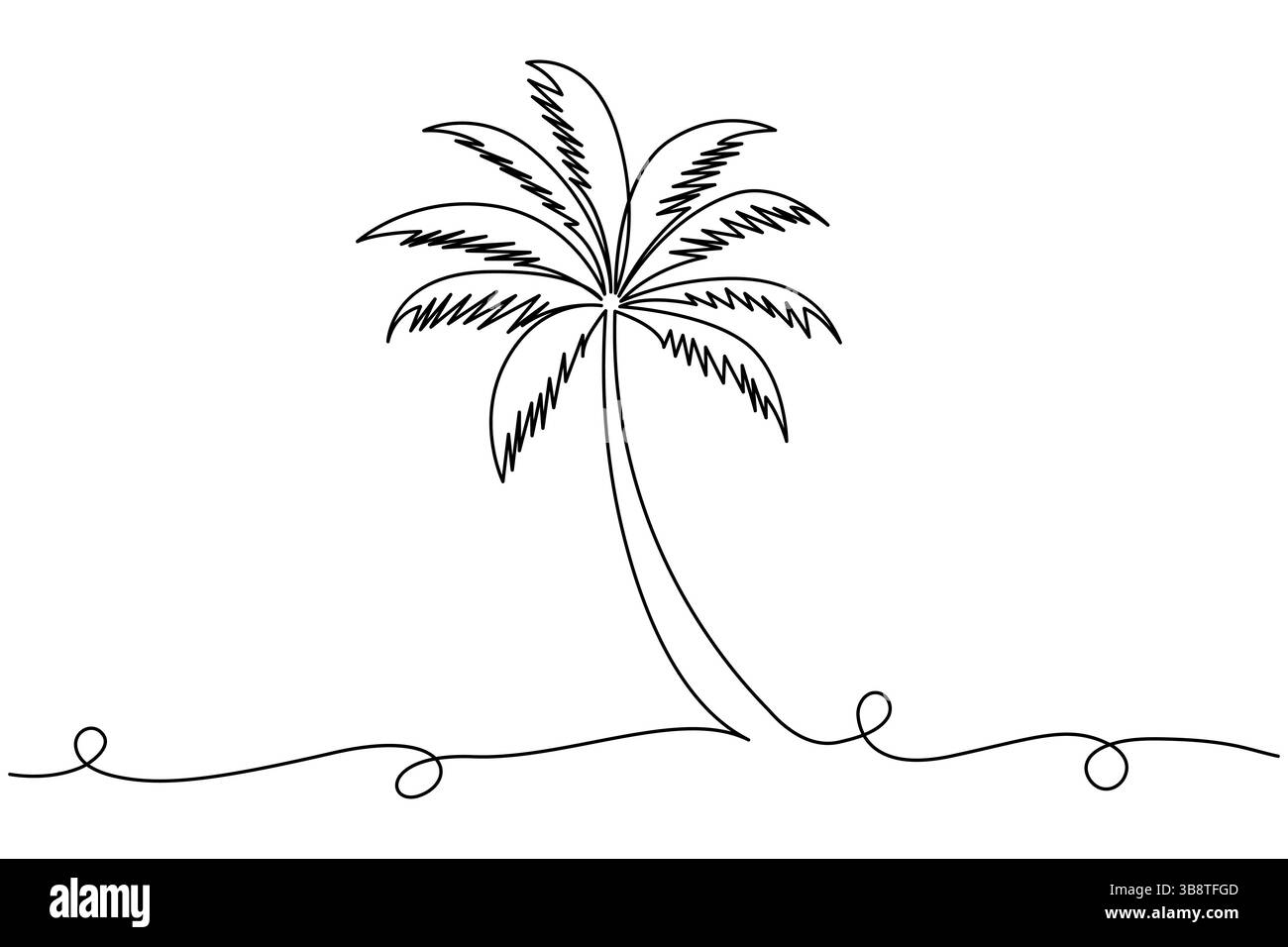 Palmier dessin d'art continu à une ligne de l'illustration vectorielle de contour isolé Illustration de Vecteur