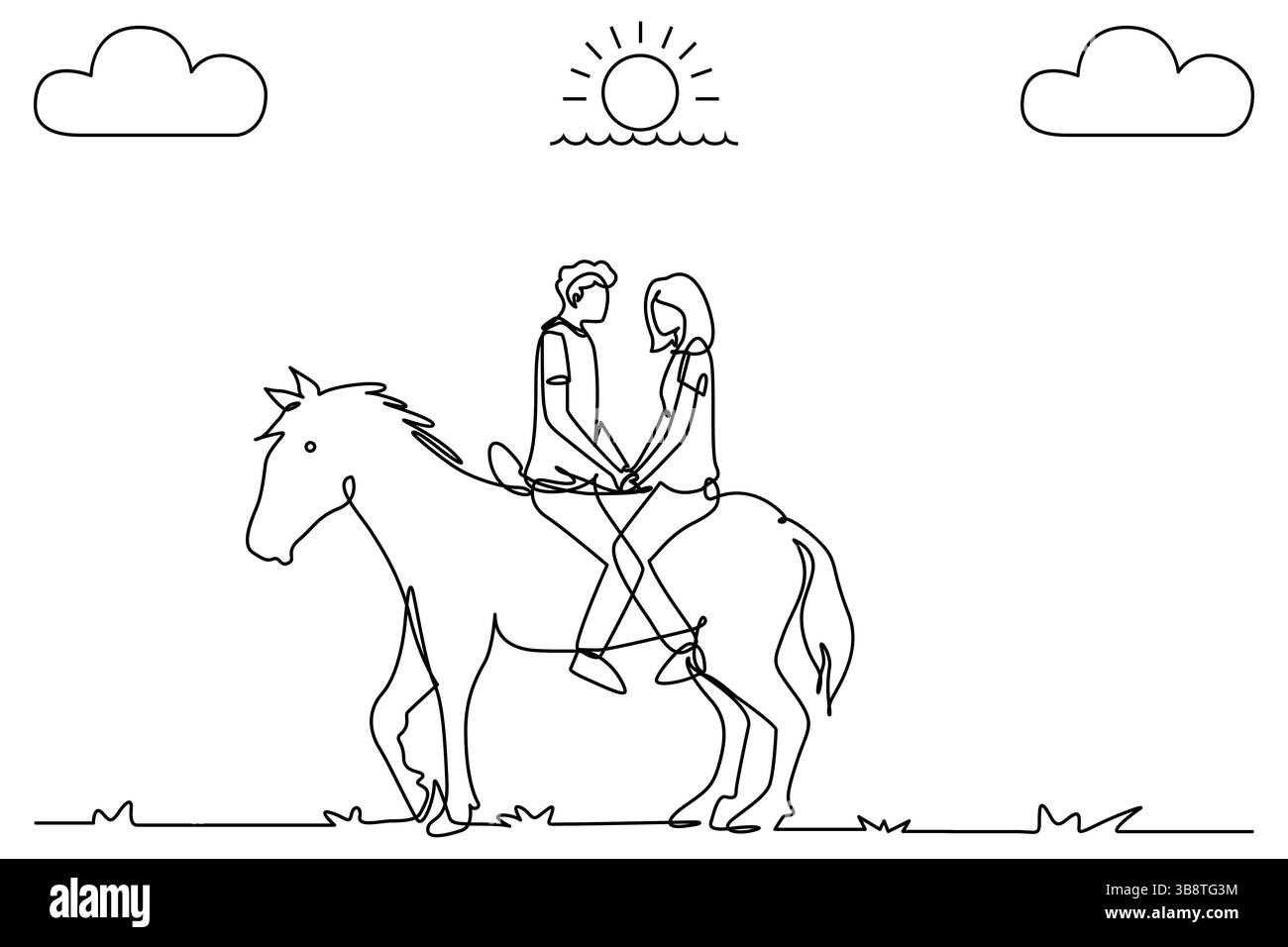 Coucher de soleil continu dessin d'une ligne de contour illustration vectorielle simple Illustration de Vecteur