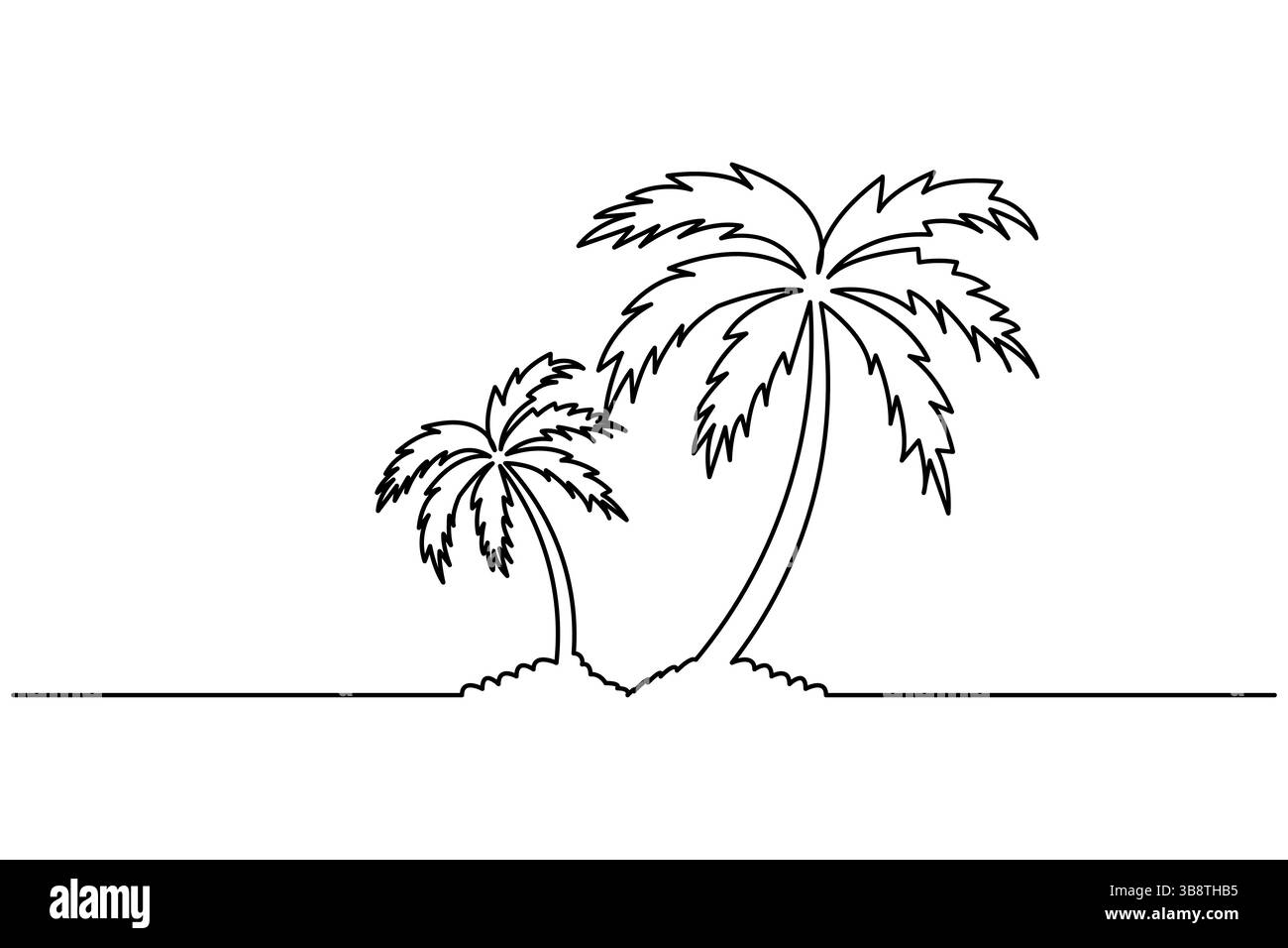 Palmier dessin d'art continu à une ligne de l'illustration vectorielle de contour isolé Illustration de Vecteur