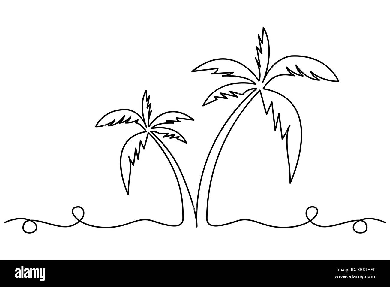 Palmier dessin d'art continu à une ligne de l'illustration vectorielle de contour isolé Illustration de Vecteur