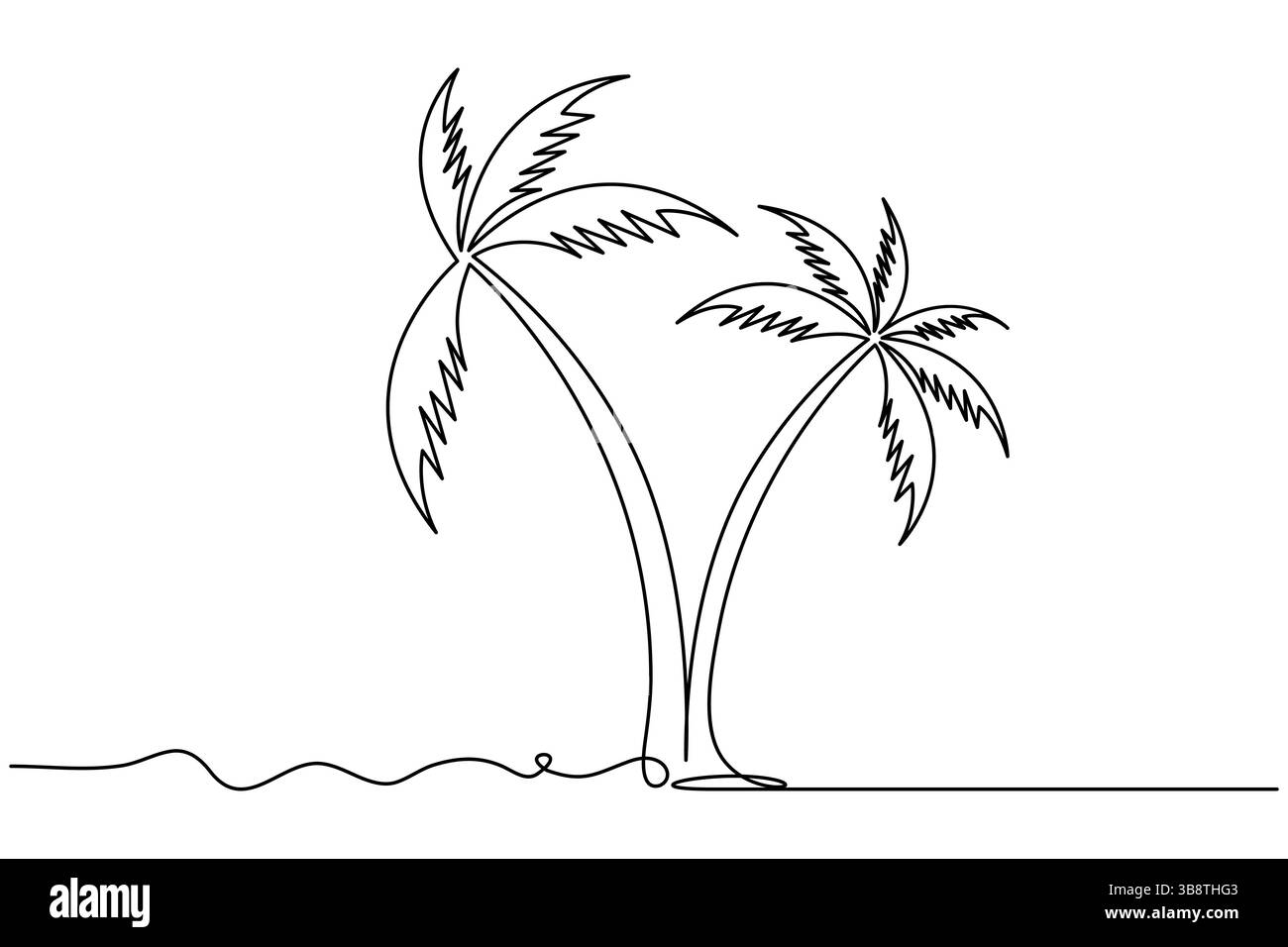 Palmier dessin d'art continu à une ligne de l'illustration vectorielle de contour isolé Illustration de Vecteur