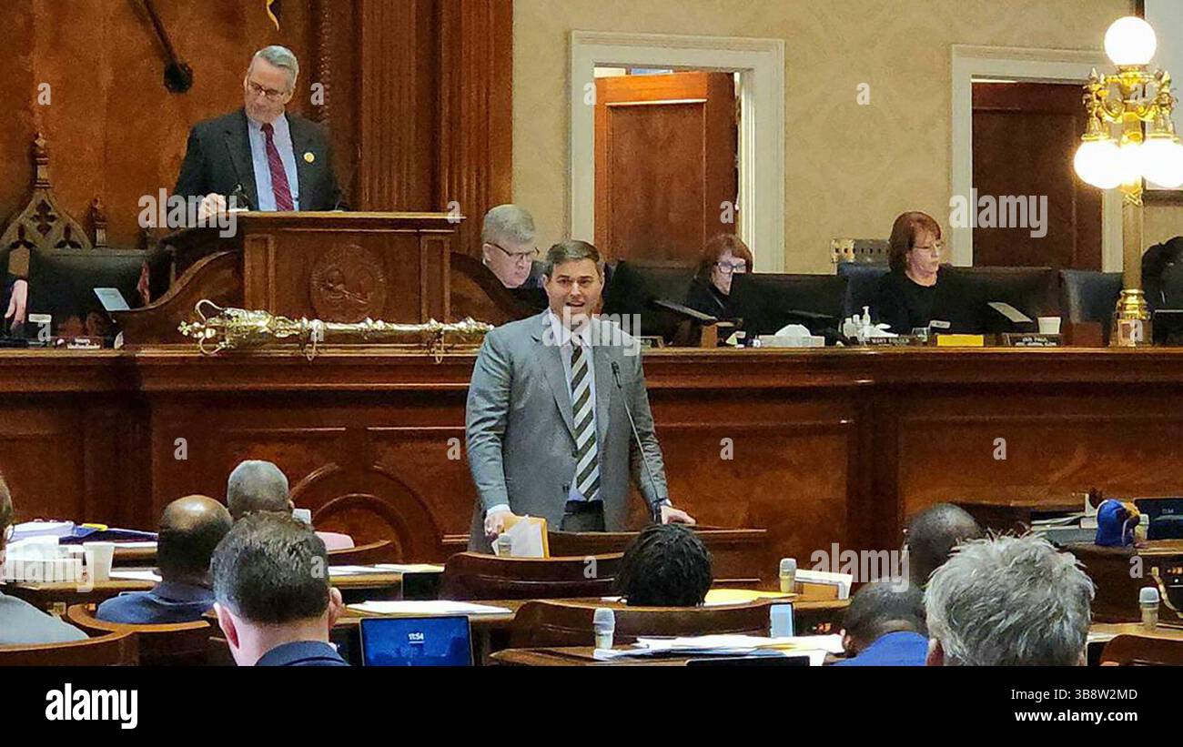 8 février 2024 : Murrell Smith, président de la Chambre des représentants de la Caroline du Sud, R-Sumter, prend la parole à la Chambre le 7 février 2024, réprimant une initiative du Sénat de bloquer les élections judiciaires en deçà de la réforme judiciaire. (Crédit image : © Javon L. Harris/The State via ZUMA Press Wire) Banque D'Images