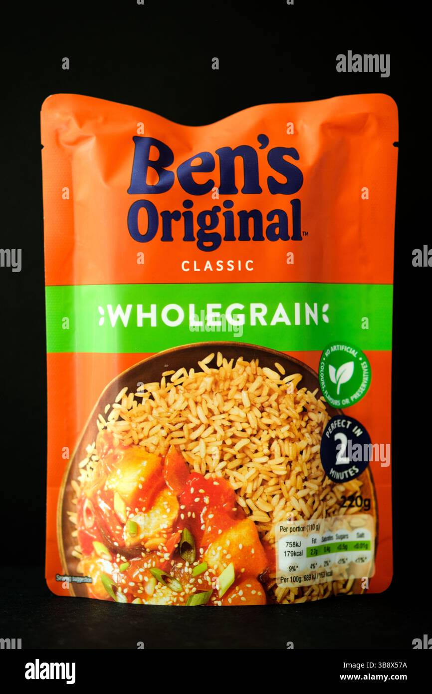 Londres Royaume-Uni, 08 mai 2025, Bens original Classic Microwave Whole Rice Cooking Ingredient Banque D'Images