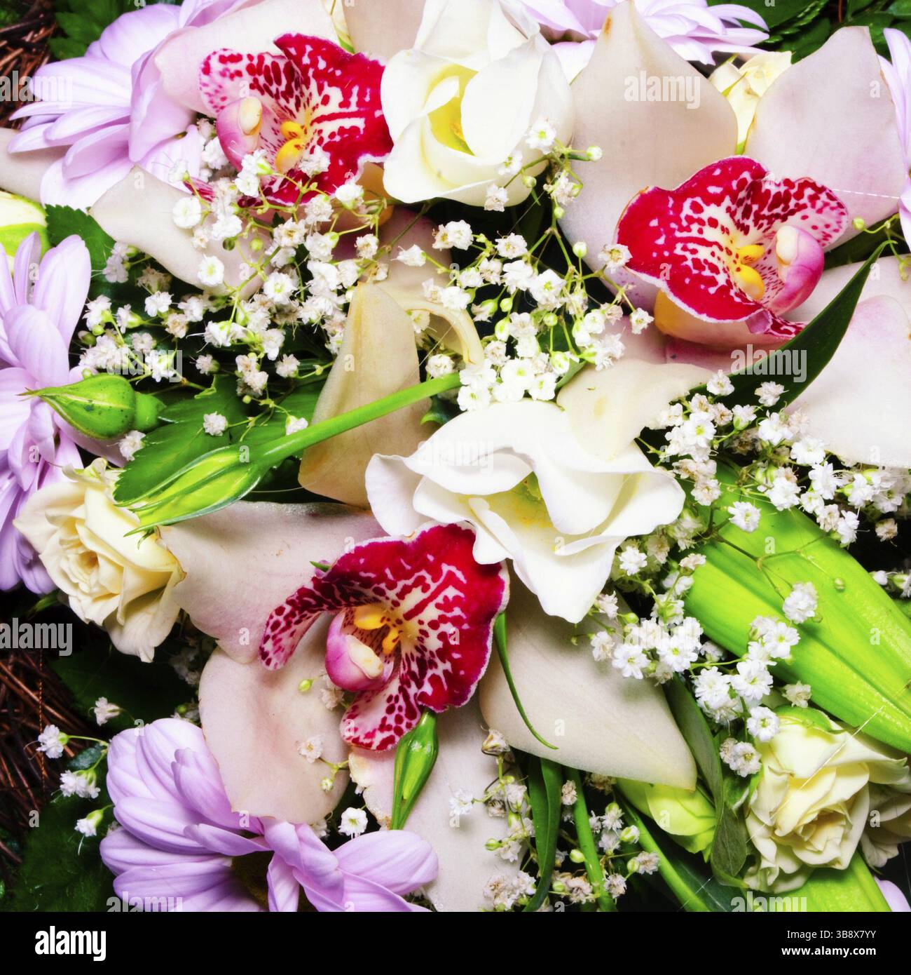 Bouquet de fleurs dans des tons rose pastel gros plan Banque D'Images