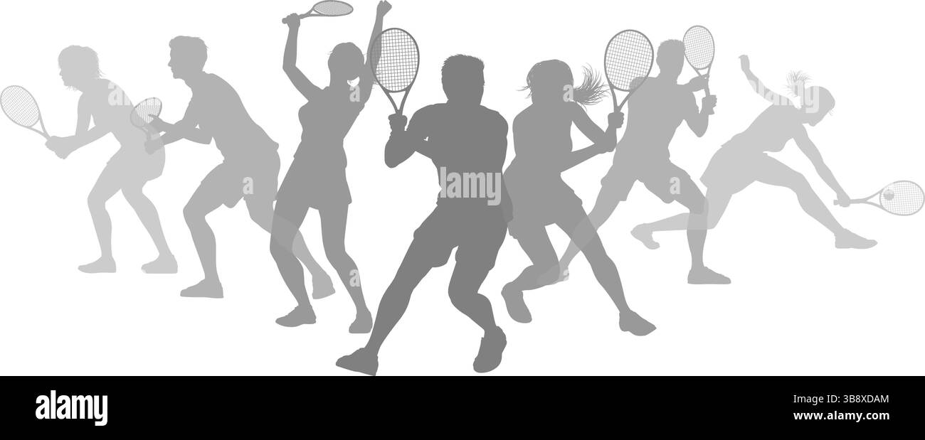 Silhouette tennis Players concept silhouettes Illustration de Vecteur