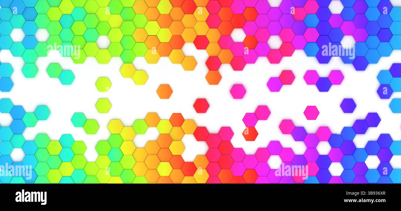 Résumé et colorées mosaïque hexagonale ou fond d'arrière-plan - 3D render Banque D'Images