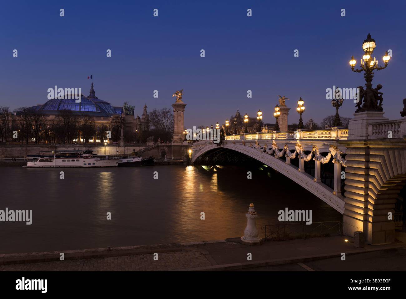 Grand palais et pont Alexandre III, Paris, France Banque D'Images