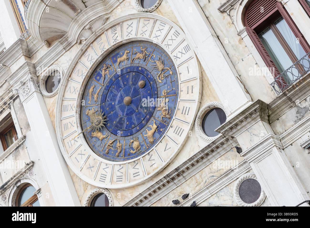 Détail de la tour de l'horloge du zodiaque à Venise Italie Banque D'Images