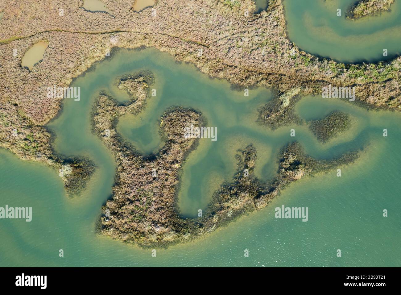 Vue aérienne du parc naturel de Ria Formosa, Faro, Algarve, Portugal Banque D'Images