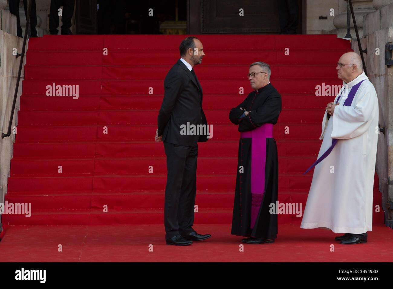 30 septembre 2019, Paris, Paris, France : Edouard Philippe le premier ministre accueille les invités aux funérailles de Jacques Chirac à l'église Saint Sulpice de la Madeleine (crédit image : © Sadak Souici/ZUMA Press Wire) Banque D'Images
