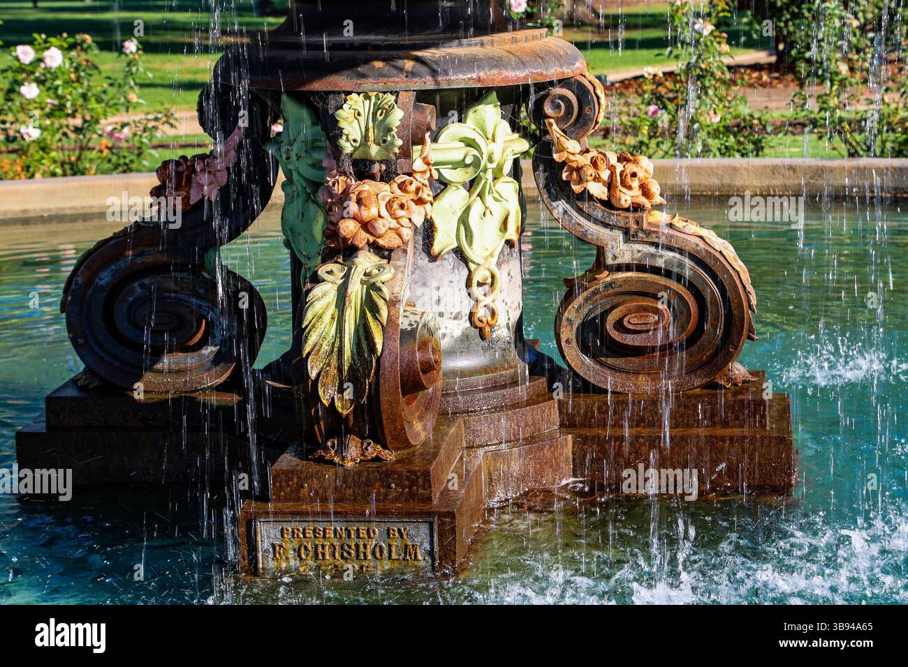 Détail de la belle fontaine Chisholm, Victory Memorial Gardens, présenté aux habitants de Wagga Wagga, Nouvelle-Galles du Sud, Australie en 1885. Banque D'Images